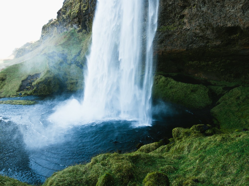 Public Domain Images - Blue Water Fall Nature Green Moss