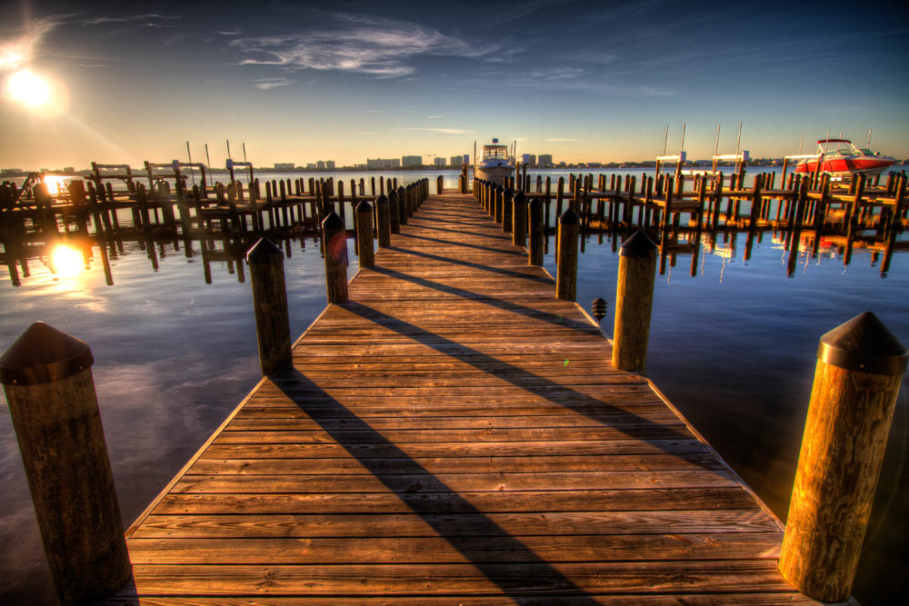 Wooden Wood Boat Dock Sunset Sunrise Ocean Lake